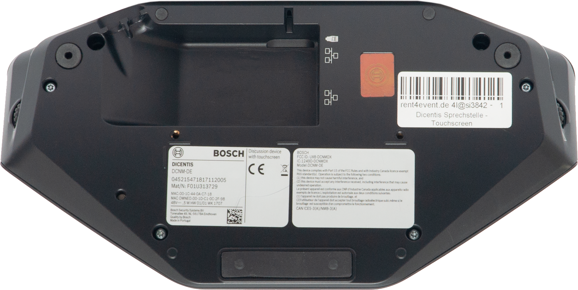 The underside of the Bosch DICENTIS conference system