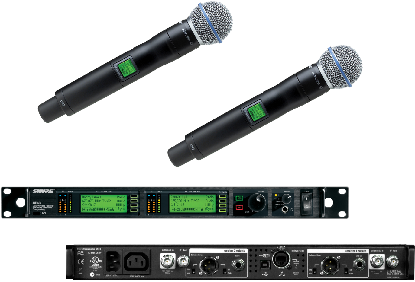 Shure UR4D+ und Handsender Shure UR-2